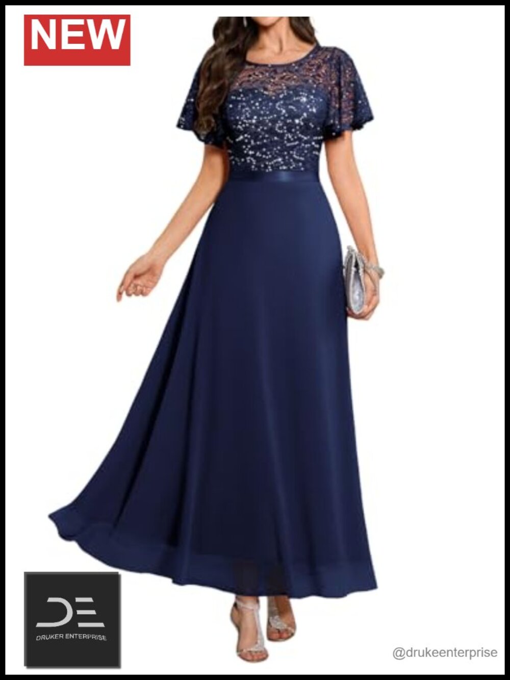 Formal Lace Chiffon Sequin Long Dress Wedding Guest Cocktail Bridesmaid